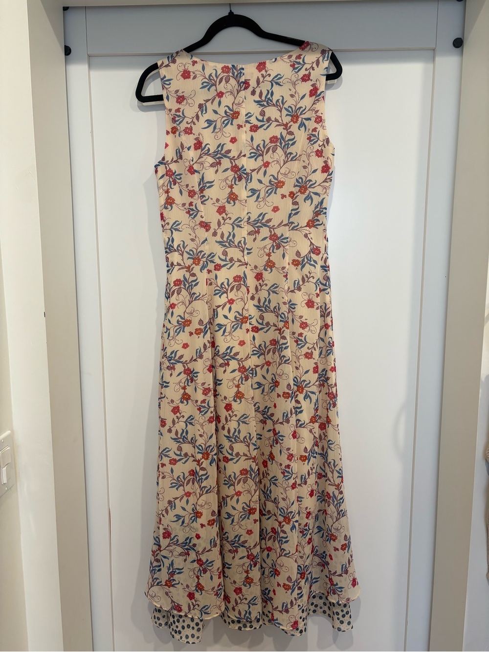 Sundance Cream Midi Dress with Red Floral & Navy Polka Dot Accents - Picture 2 of 6